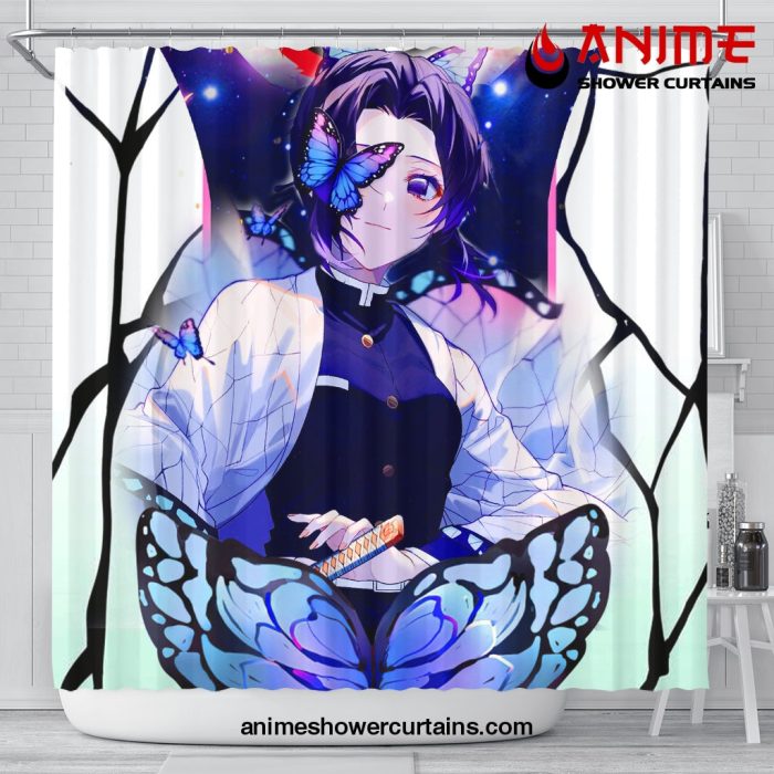 Shinobu Sky Demon Slayer Butterfly Shower Curtain Shower Curtain Bathroom Decor Official Shower Curtain Merch