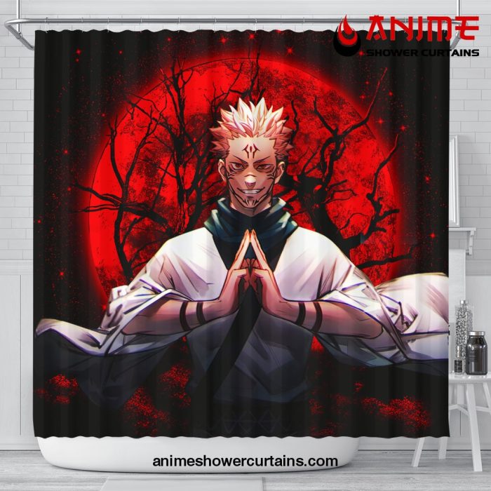 Sukuna Anime Moonlight Shower Curtain Shower Curtain Bathroom Decor Official Shower Curtain Merch