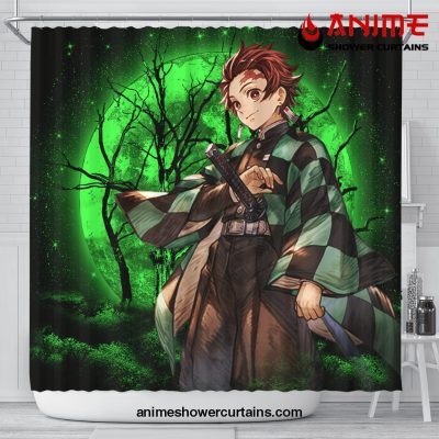 Tanjiro Anime Moonlight Shower Curtain Shower Curtain Bathroom Decor Official Shower Curtain Merch