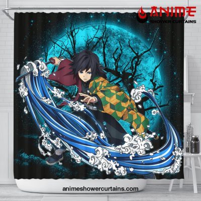 Tomioka Giyuu Anime Moonlight Shower Curtain Shower Curtain Bathroom Decor Official Shower Curtain Merch
