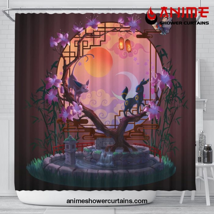 Umbreon Espeon Pokemon Shower Curtain Shower Curtain Bathroom Decor Official Shower Curtain Merch