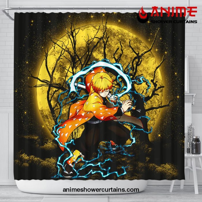 Zenitsu Anime Moon Shower Curtain Shower Curtain Bathroom Decor Official Shower Curtain Merch