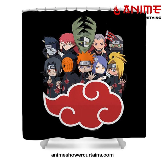 Akatsuki Chibi Shower Curtain W59 X H71 / Black