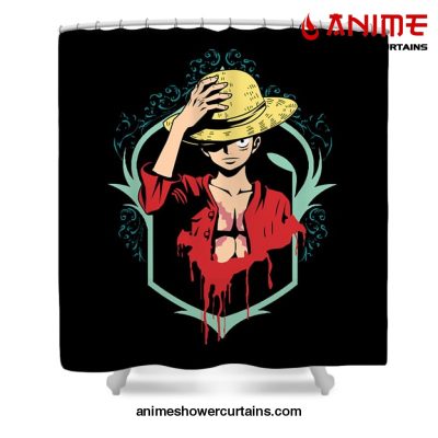 Anime One Piece Luffy Shower Curtain W59 X H71 / Black