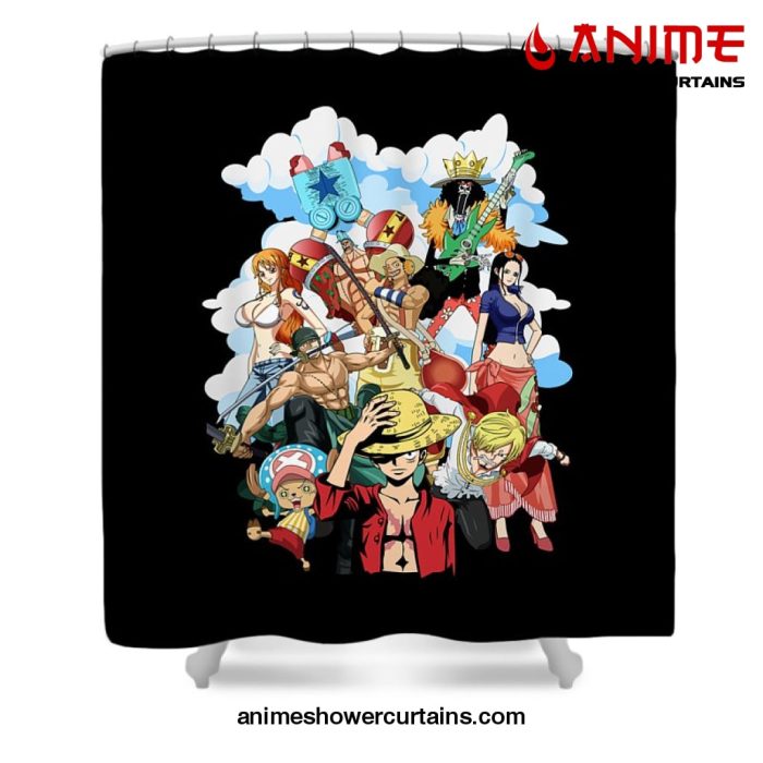 Anime One Piece Straw Hat Shower Curtain W59 X H71 / Black