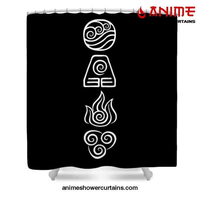 Avatar The Last Airbender Element Symbols White Shower Curtain