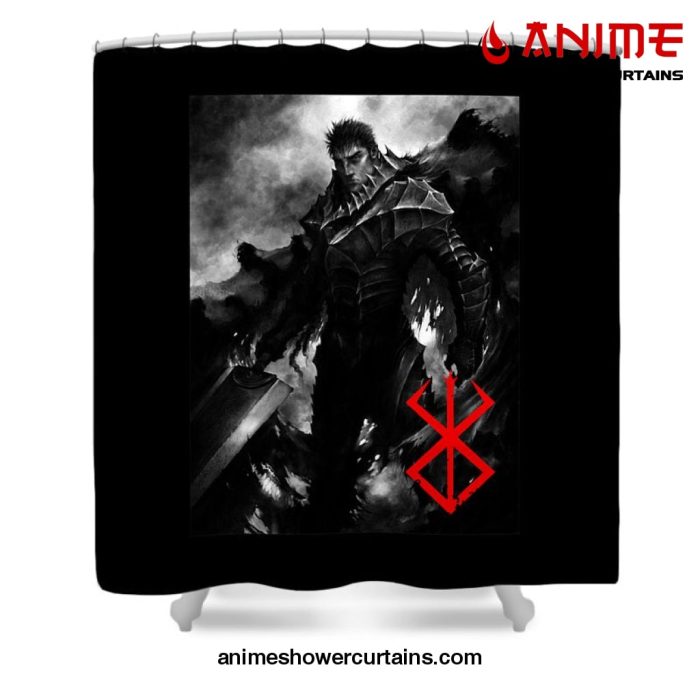 Berserk Guts Logo Shower Curtain W59 X H71 / Black