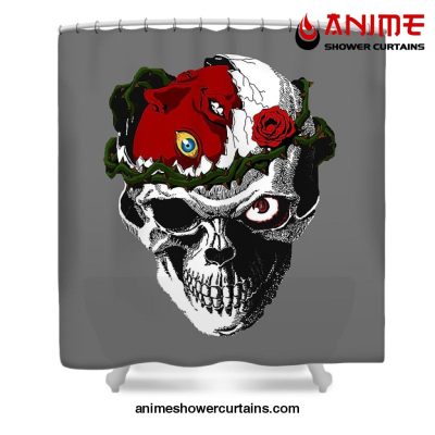 Berserk Skull Shower Curtain W59 X H71 / Gray