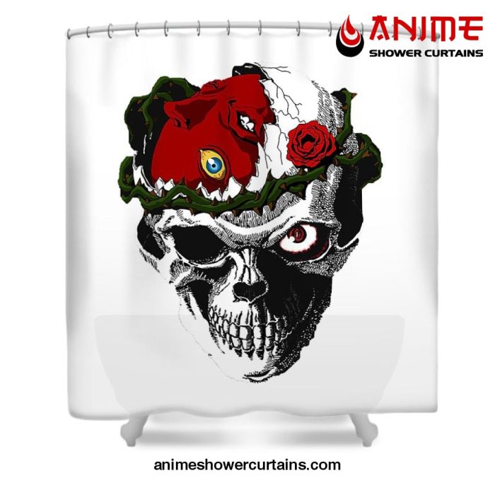 Berserk Skull Shower Curtain W59 X H71 / White