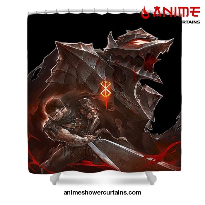 Berserk Wolf And Sword Shower Curtain W59 X H71 / Black