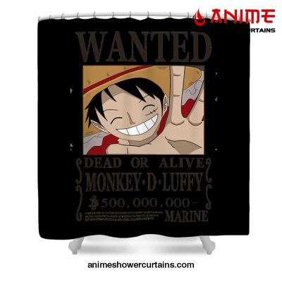 Bounty Luffy Wanted One Piece Shower Curtain W59 X H71 / Black