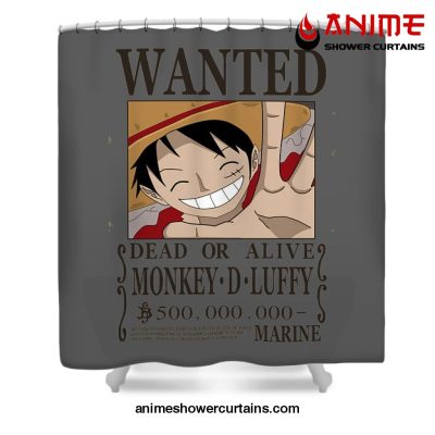 Bounty Luffy Wanted One Piece Shower Curtain W59 X H71 / Gray