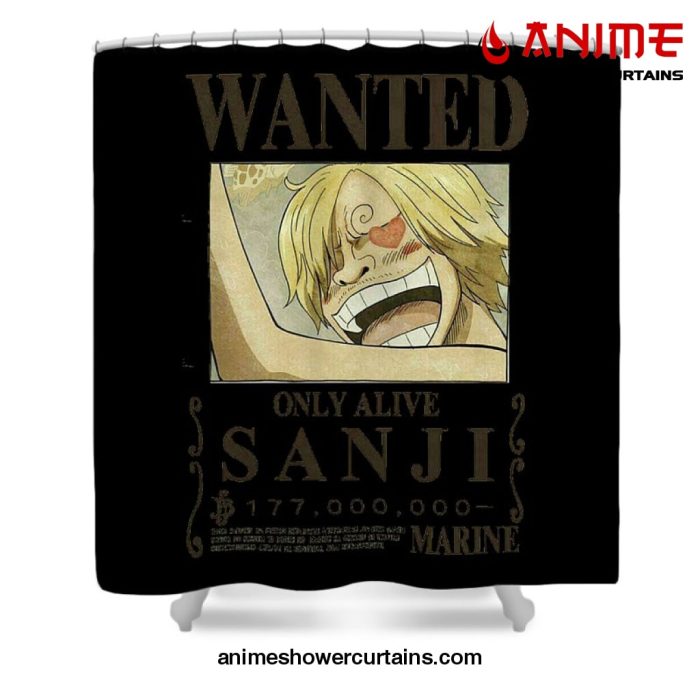 Bounty Sanji Wanted One Piece Shower Curtain W59 X H71 / Black