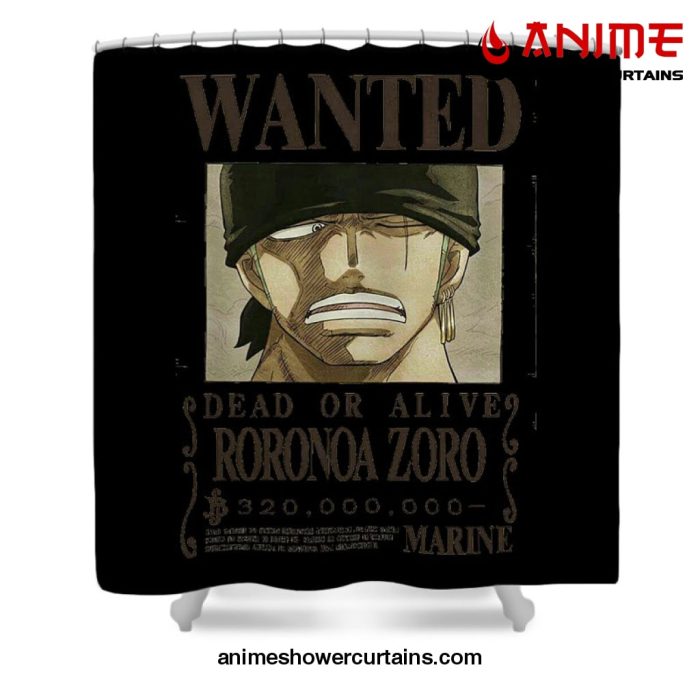 Bounty Zoro Wanted One Piece Shower Curtain W59 X H71 / Black