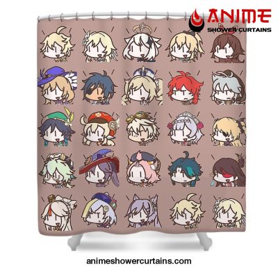 Chibi Characters Genshin Impact Shower Curtain