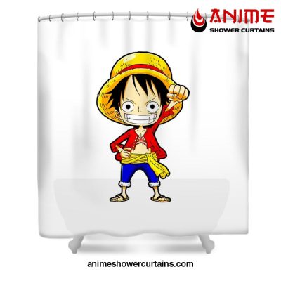 Chibi Luffy Shower Curtain W59 X H71 / White