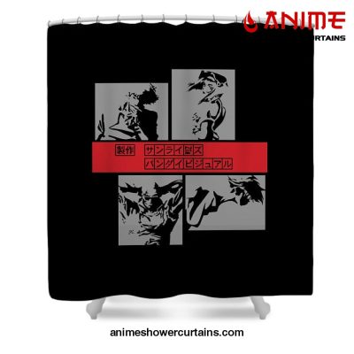 Cowboy Bebop Characters Shower Curtain W59 X H71 / Black