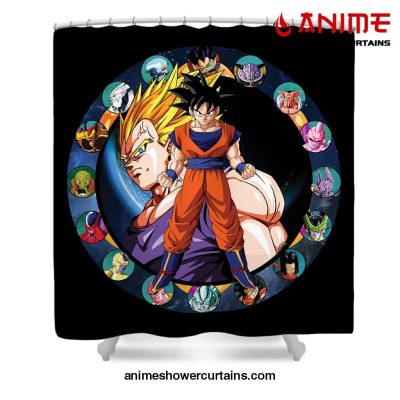 Dbz Circle Of Awesome Shower Curtain W59 X H71 / Black