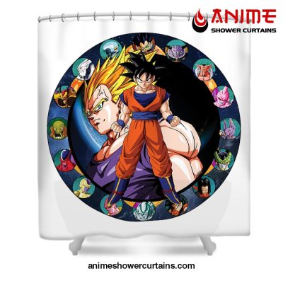 Dbz Circle Of Awesome Shower Curtain W59 X H71 / White
