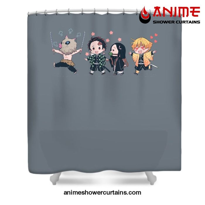 Demon Slayer Chibi Shower Curtain W59 X H71 / Gray