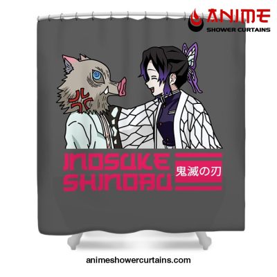 Demon Slayer Inosuke With Shinobu Shower Curtain W59 X H71 / Gray
