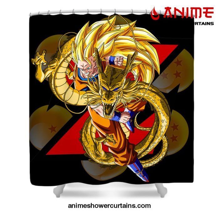 Dragon Ball Z Goku Ssj3 Shower Curtain W59 X H71 / Black