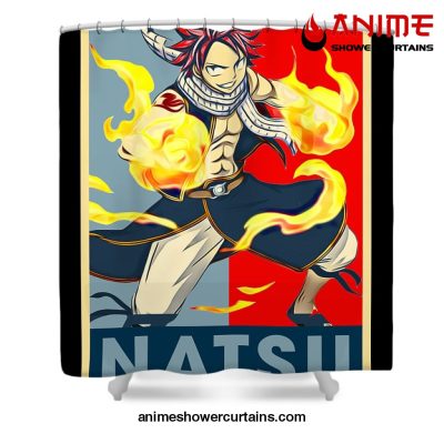 Fairy Tail Retro Art Natsu Dragneel Shower Curtain W59 X H71 / Black