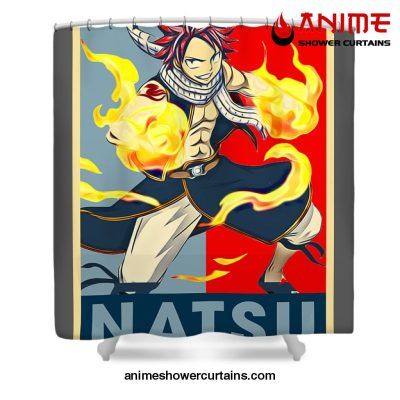 Fairy Tail Retro Art Natsu Dragneel Shower Curtain W59 X H71 / Gray