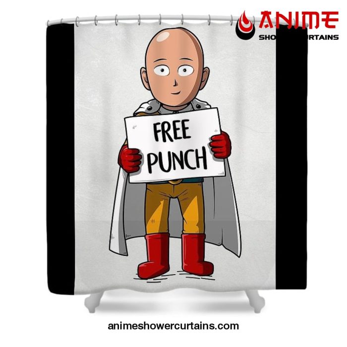 Free Punch Saitama Shower Curtain W59 X H71 / Black