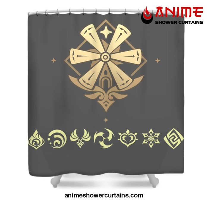 Genshin Impact Logo Shower Curtain W59 X H71 / Gray