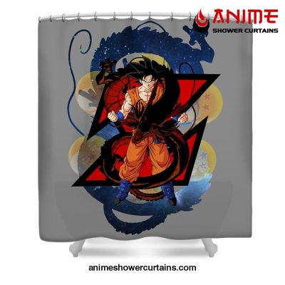 Goku Dragon Shower Curtain W59 X H71 / Gray