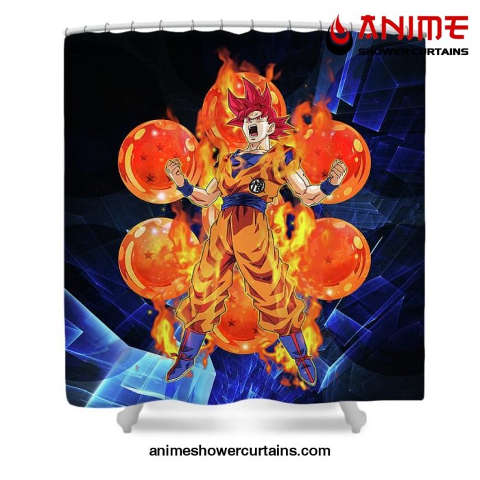 Goku Super Saiyan God Shower Curtain