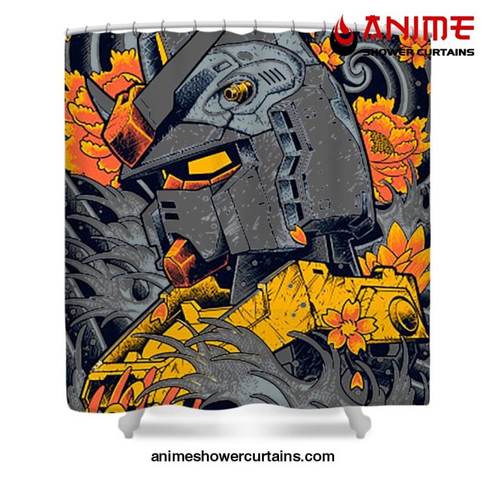 Gundam Flowers Shower Curtain W59 X H71 / Gray