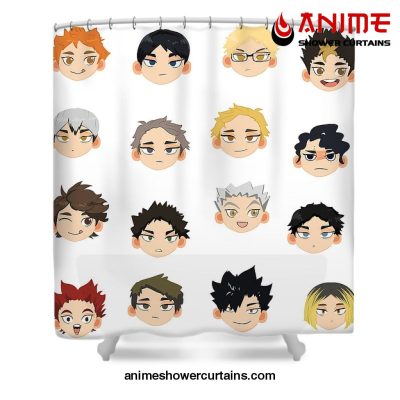 Haikyuu Chibi Stickers Shower Curtain