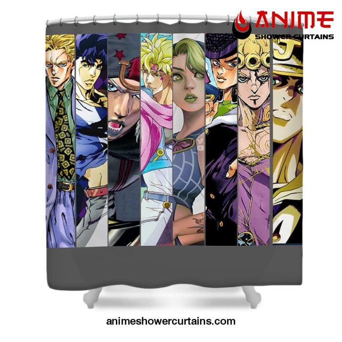 Jojos Bizarre Adventure Cast Shower Curtain W59 X H71 / Gray