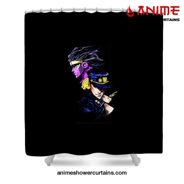 Jotaro Kujo And Star Platinum Shower Curtain W59 X H71 / Black