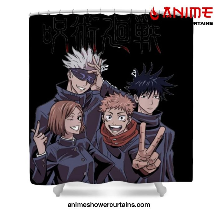 Jujutsu Kaisen Characters Kawaii Shower Curtain W59 X H71 / Black