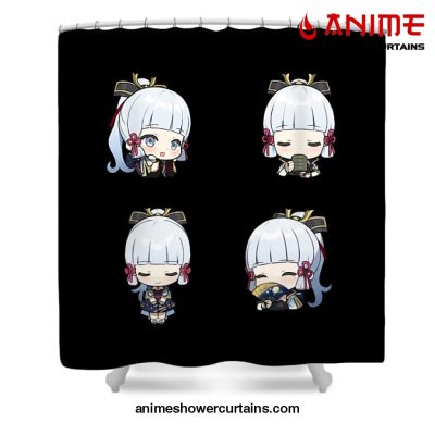 Kamisato Ayaka Chibi Shower Curtain W59 X H71 / Black