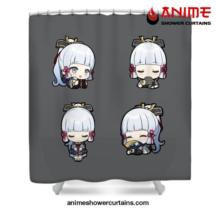 Kamisato Ayaka Chibi Shower Curtain W59 X H71 / Gray