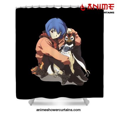 Kawaii Rei Ayanami Shower Curtain W59 X H71 / Black