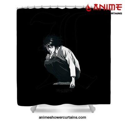 L Lawliet Death Note Shower Curtain W59 X H71 / Black