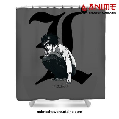 L Lawliet Death Note Shower Curtain W59 X H71 / Gray