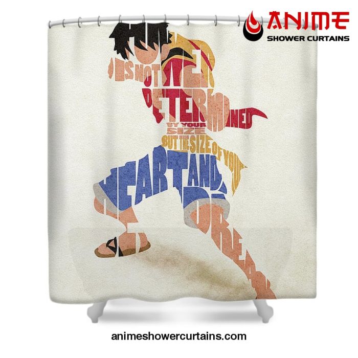 Monkey D. Luffy Typography Art Shower Curtain