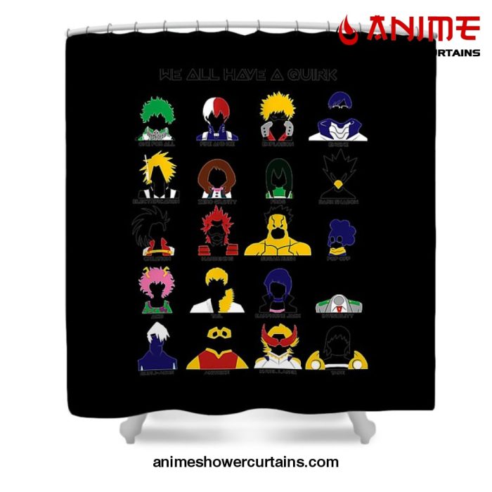 My Hero Academia We All Have A Qirk Shower Curtain W59 X H71 / Black