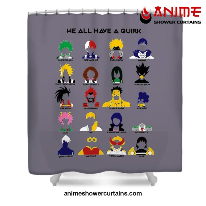 My Hero Academia We All Have A Qirk Shower Curtain W59 X H71 / Gray