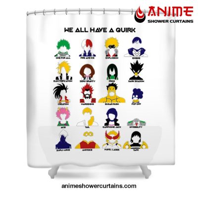 My Hero Academia We All Have A Qirk Shower Curtain W59 X H71 / White