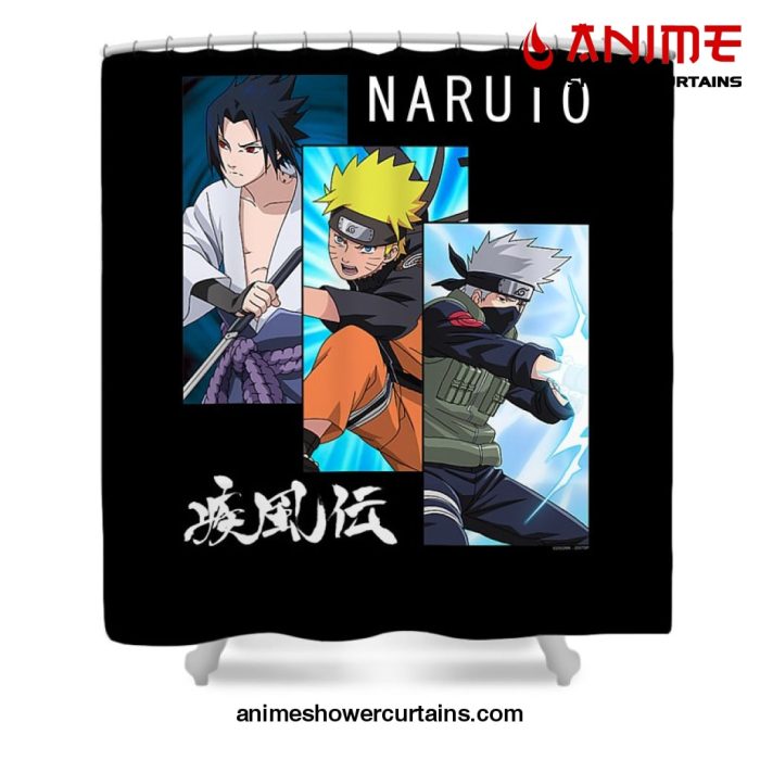 Naruto Sasuke Kakashi Shower Curtain W59 X H71 / Black