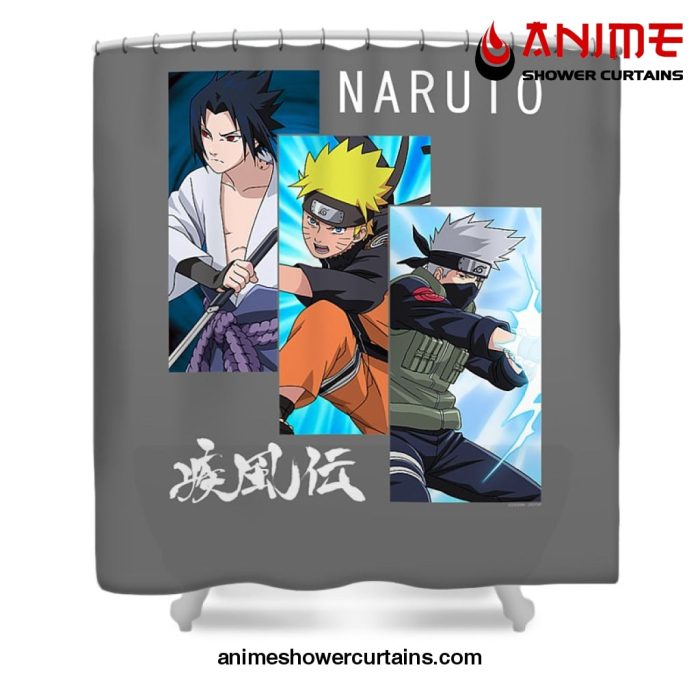 Naruto Sasuke Kakashi Shower Curtain W59 X H71 / Gray