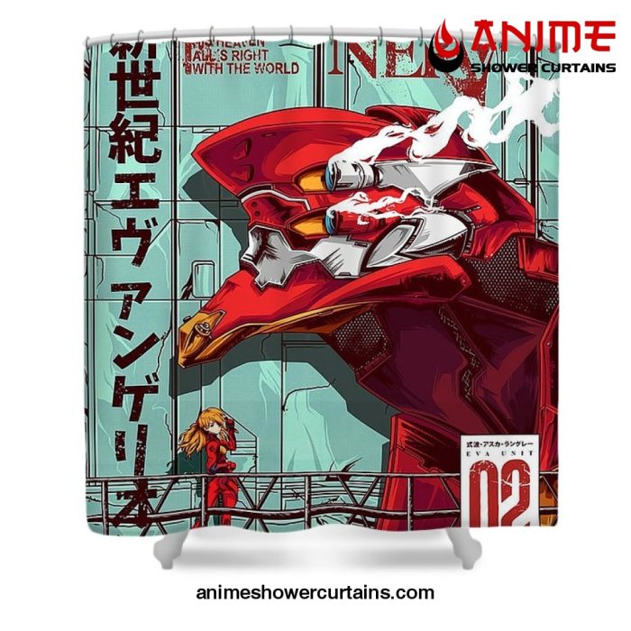 Neon Genesis Evangelion Unit02 Remastered Shower Curtain