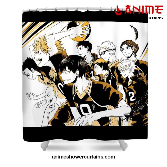 Orange Karasuno Shower Curtain W59 X H71 / Black